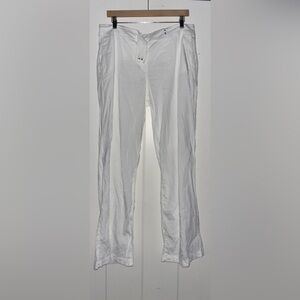 Eileen Fisher Organic Linen Viscose White Pants Women 14 Quiet Luxe Beachy‎ Chic